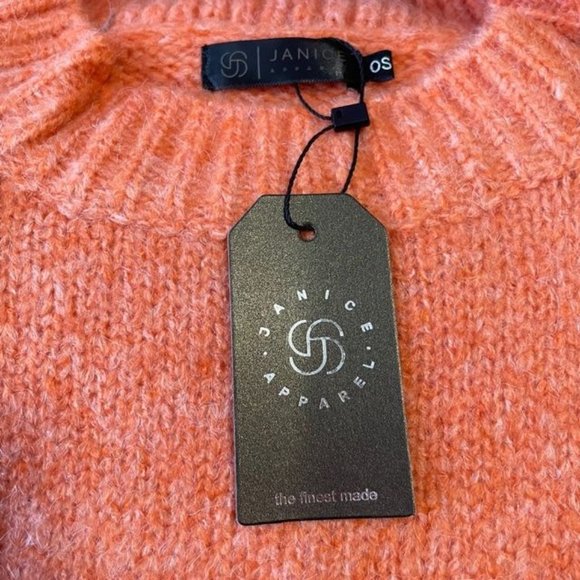 WOMENS CREAMY ORANGE OVERSIZED SOFT CREW NECK SWEATER - OS - Picture 3 of 6